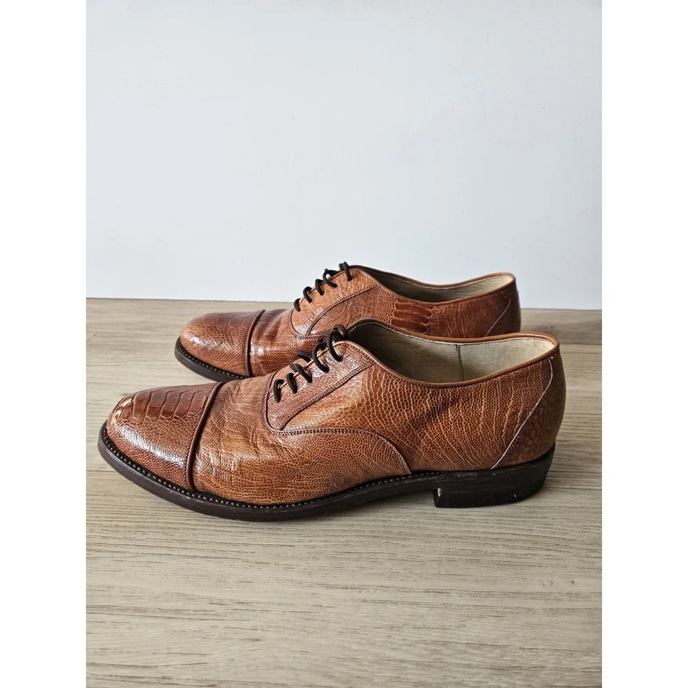 Stephen & Co. Cognac Ostrich Leg Dress Shoes Size 9.5 (Measures 11